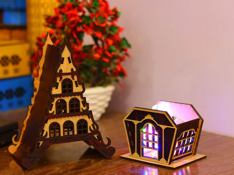 Laser Cut Christmas Tea Light House Design Model