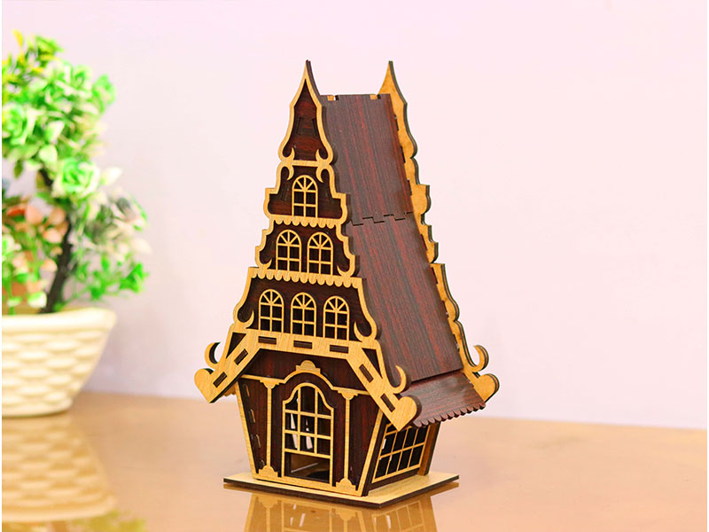 Laser Cut Christmas Tea Light House Design Model