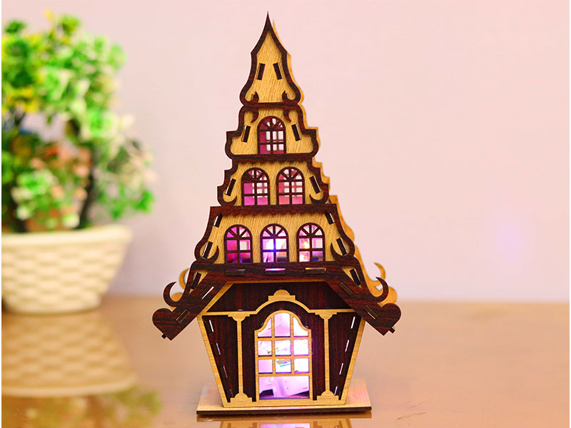 Laser Cut Christmas Tea Light House Design Model