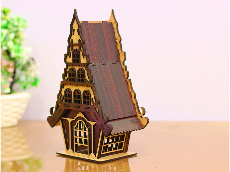 Laser Cut Christmas Tea Light House Design Model