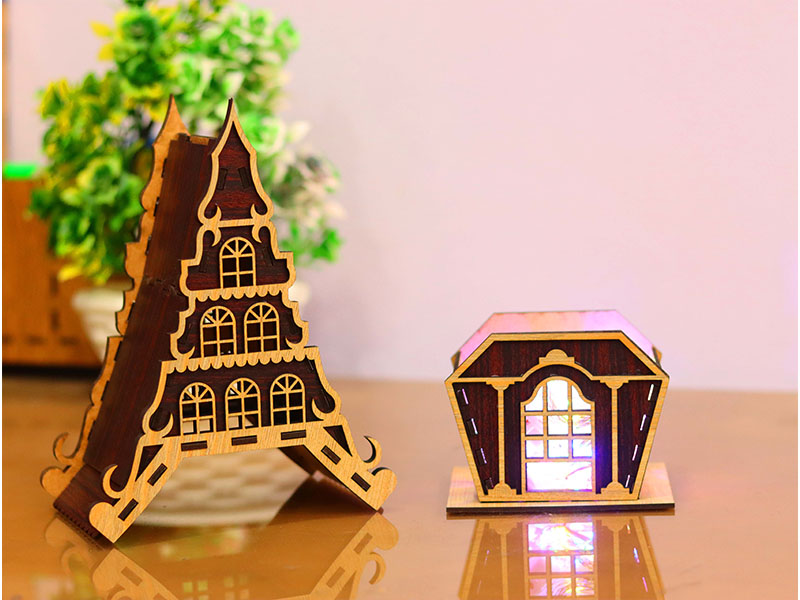 Laser Cut Christmas Tea Light House Design Model