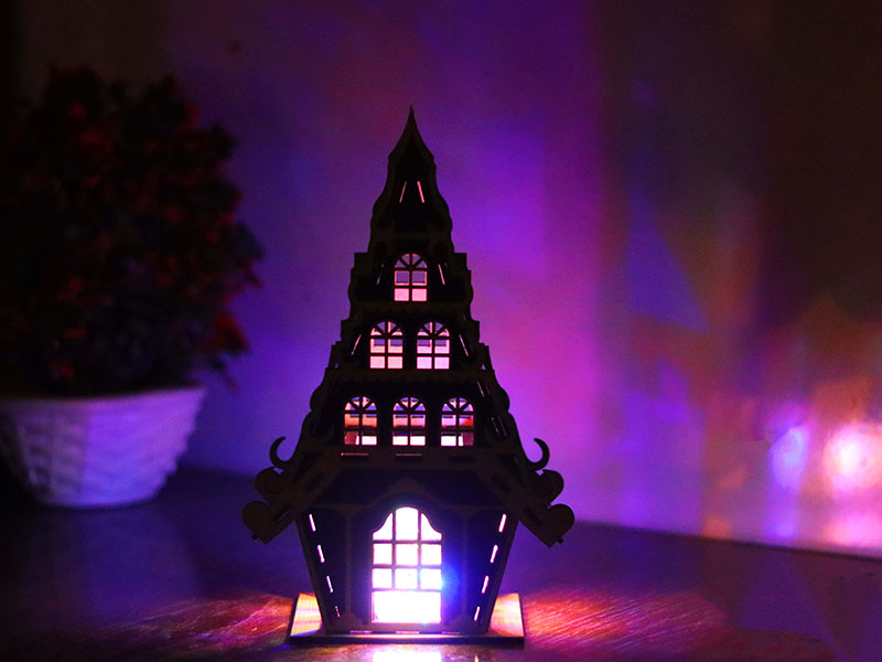 Laser Cut Christmas Tea Light House Design Model