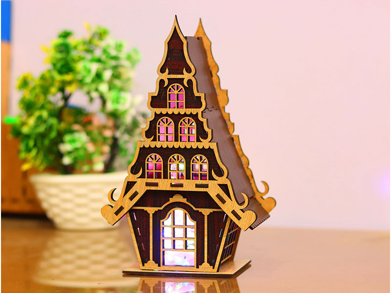 Laser Cut Christmas Tea Light House Design Model