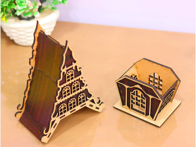 Laser Cut Christmas Tea Light House Design Model