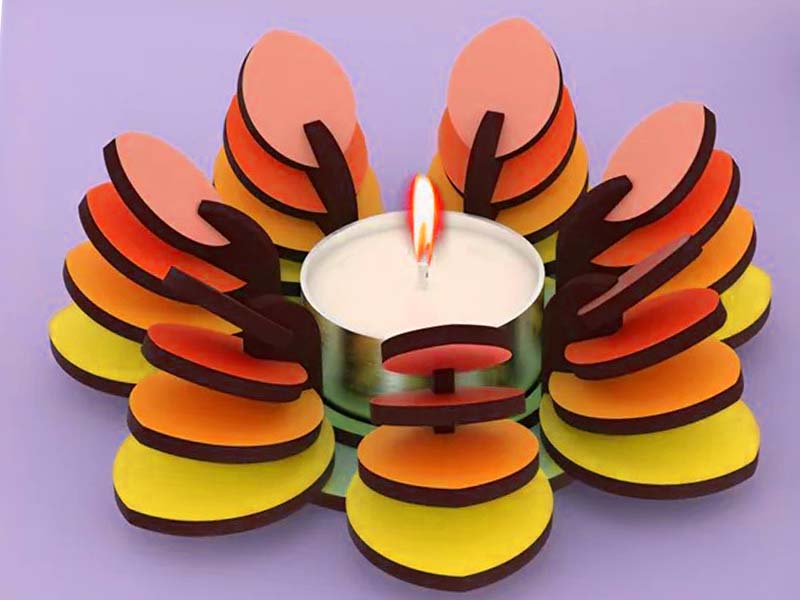 Laser Cut Wooden Tea Light Candle Holder Stand for Decoration