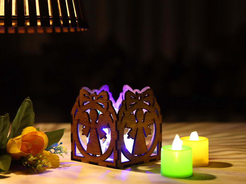 Laser Cut Angel Tea Light Candle Holder Box for Christmas Decor