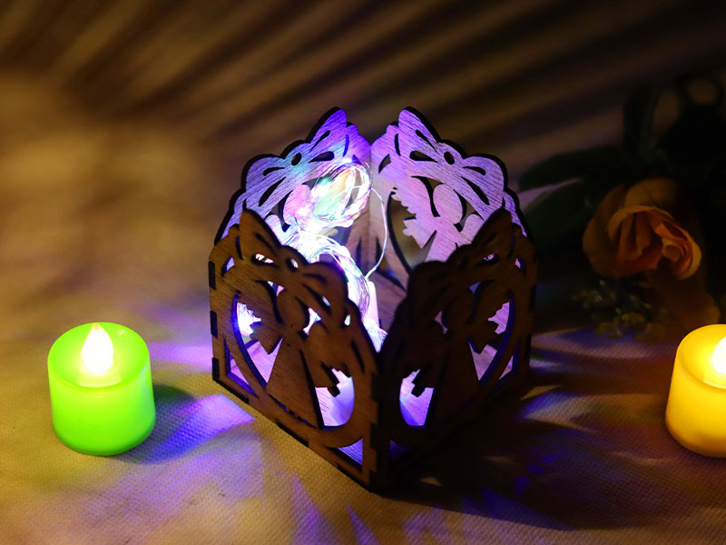 Laser Cut Angel Tea Light Candle Holder Box for Christmas Decor