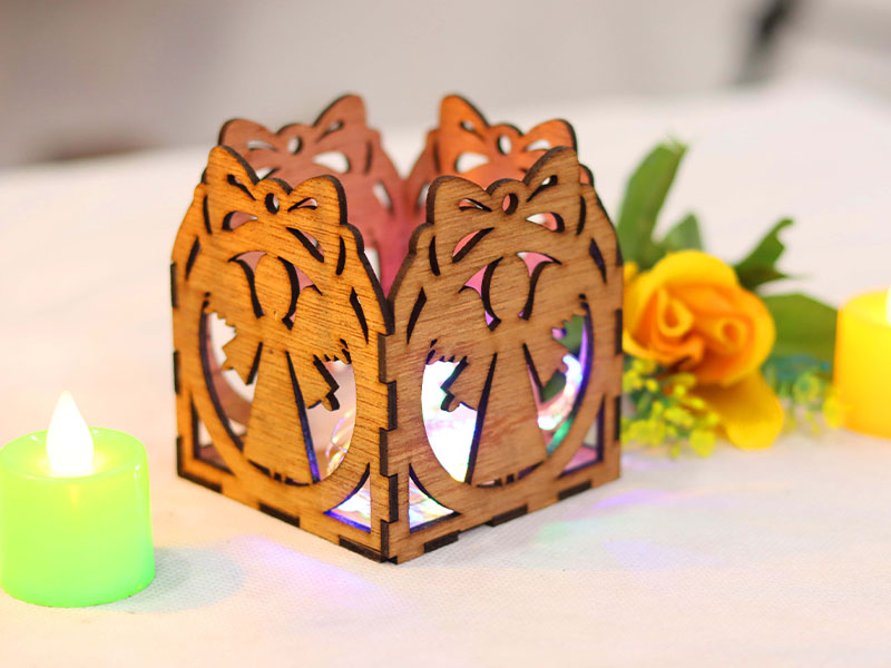 Laser Cut Angel Tea Light Candle Holder Box for Christmas Decor