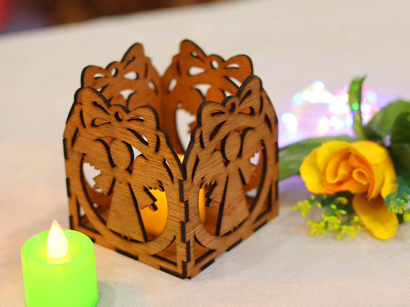 Laser Cut Angel Tea Light Candle Holder Box for Christmas Decor