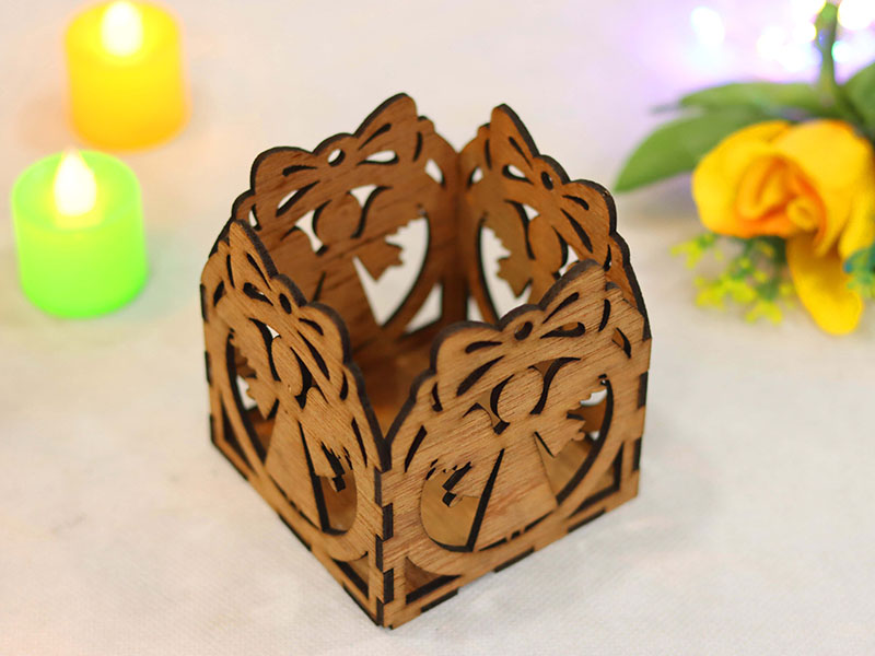 Laser Cut Angel Tea Light Candle Holder Box for Christmas Decor