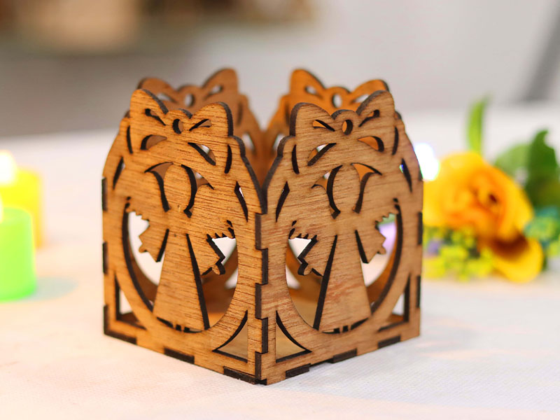 Laser Cut Angel Tea Light Candle Holder Box for Christmas Decor