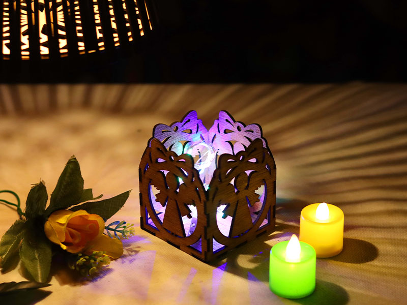 Laser Cut Angel Tea Light Candle Holder Box for Christmas Decor