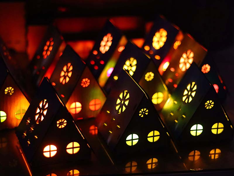 Laser Cut Tea light LED Light House for Christmas Decor Idea