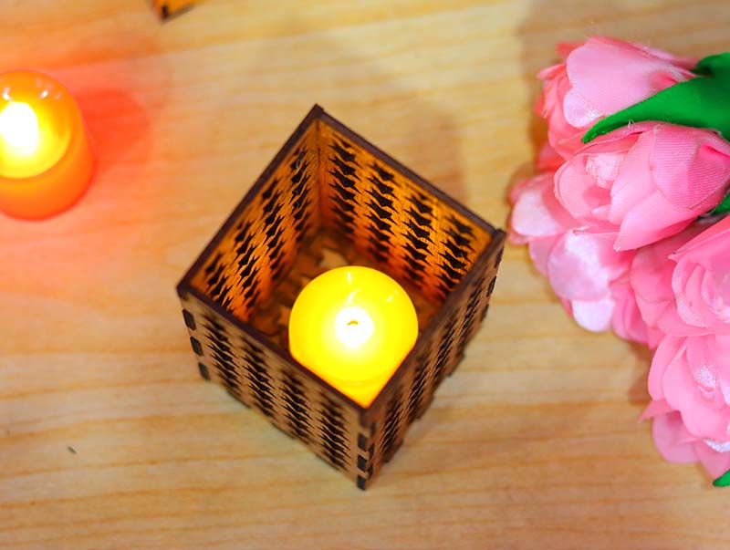 Laser Cut Christmas Wooden Tealight Candle Holder