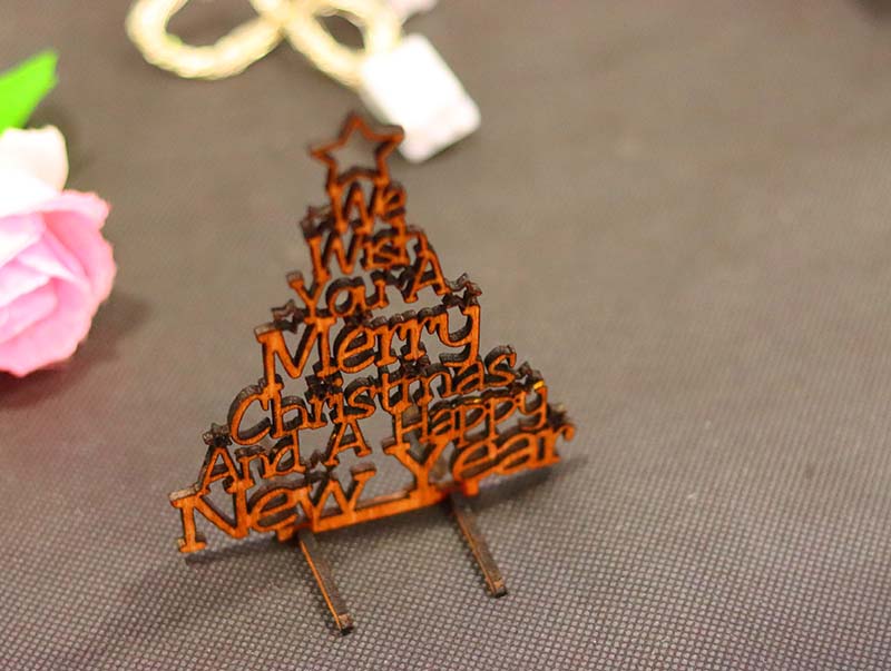 Laser Cut We Wish You A Christmas and A Happy New Year Decor Stand