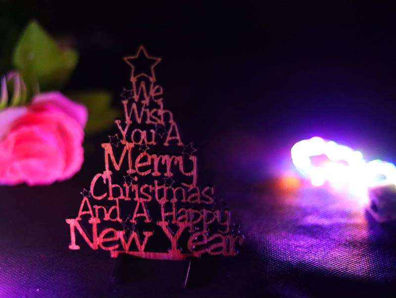 Laser Cut We Wish You A Christmas and A Happy New Year Decor Stand