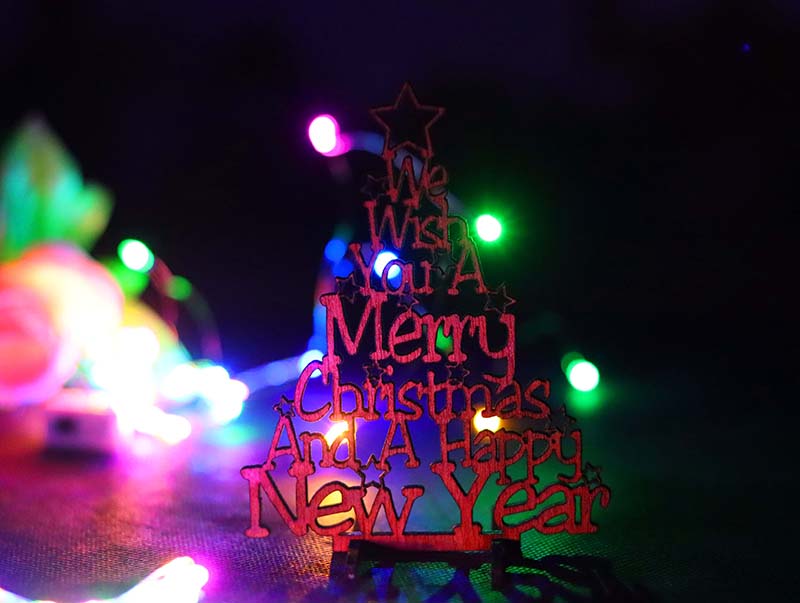Laser Cut We Wish You A Christmas and A Happy New Year Decor Stand