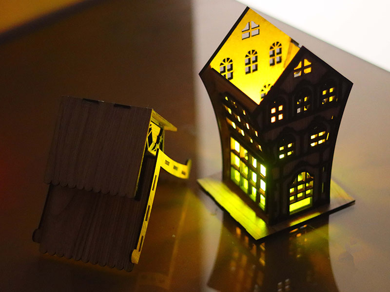 Laser Cut Tea Light Decorative House Model Kit