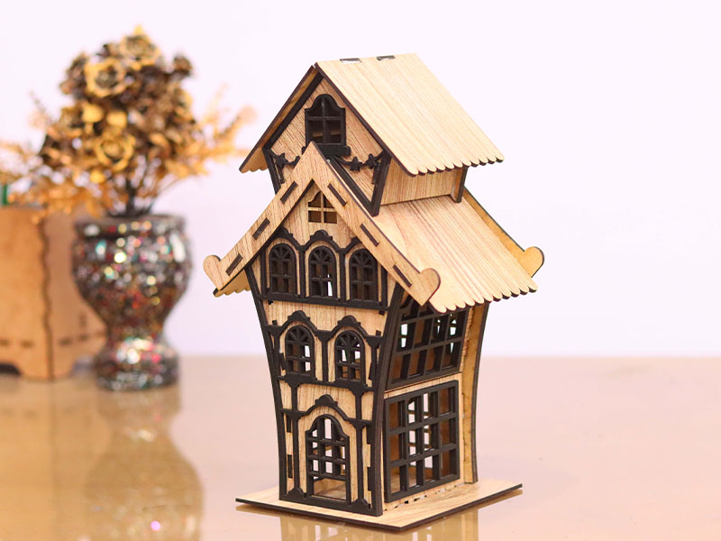 Laser Cut Tea Light Decorative House Model Kit
