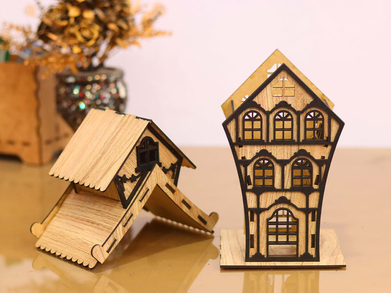Laser Cut Tea Light Decorative House Model Kit