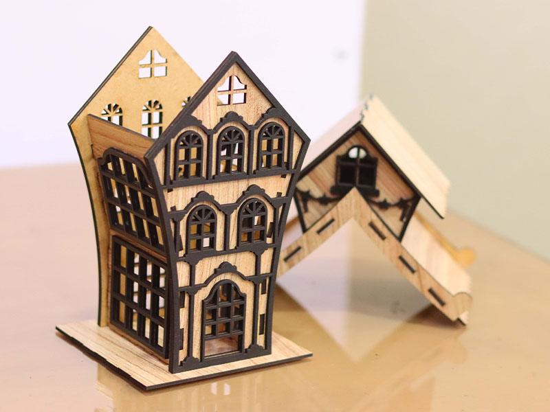 Laser Cut Tea Light Decorative House Model Kit