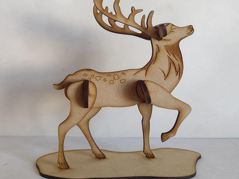 Laser Cut Christmas Wooden Puzzle Deer 3D Model Kit