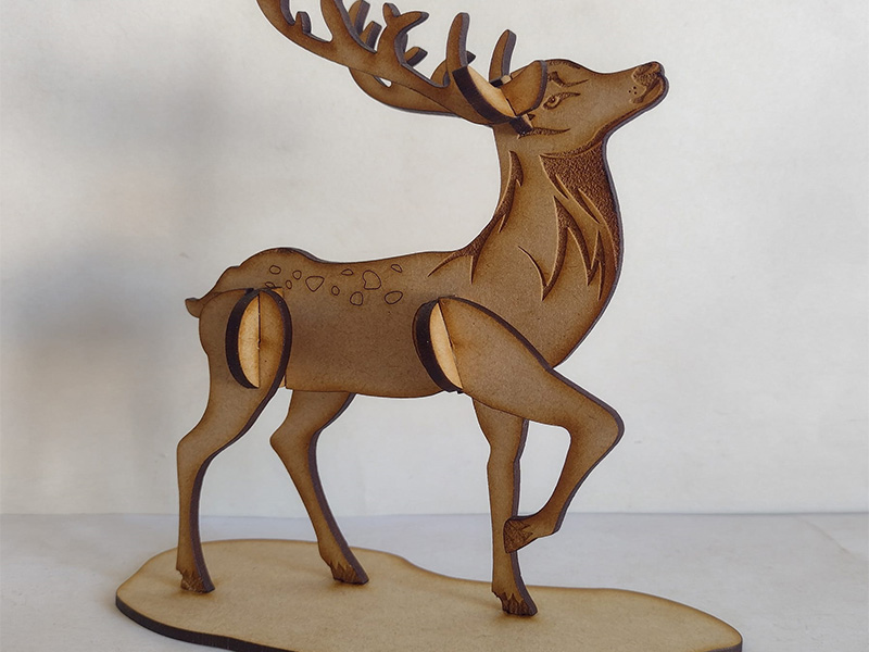 Laser Cut Christmas Wooden Puzzle Deer 3D Model Kit