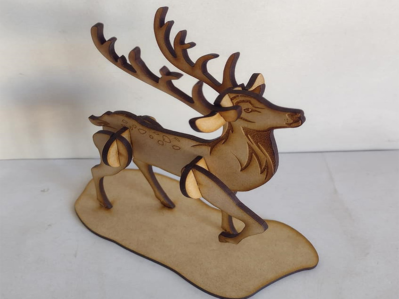 Laser Cut Christmas Wooden Puzzle Deer 3D Model Kit