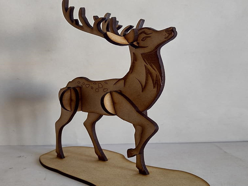 Laser Cut Christmas Wooden Puzzle Deer 3D Model Kit