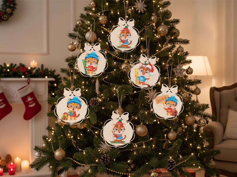 Laser Cut Christmas Decorative Toys Tiger Christmas Ornament