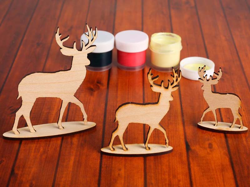 Laser Cut Christmas Deer Ornament Stand for Decoration