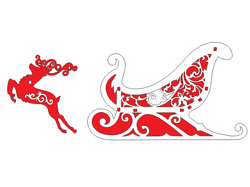 Laser Cut Wooden Santa Sleigh Christmas Decorations Kit