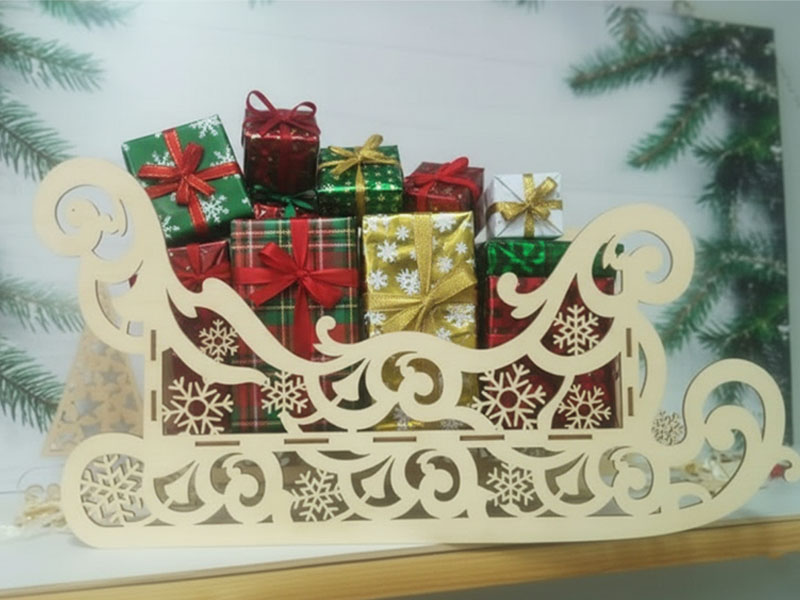 Laser Cut Christmas Gift 3D Puzzle Santa Claus Sleigh Kit