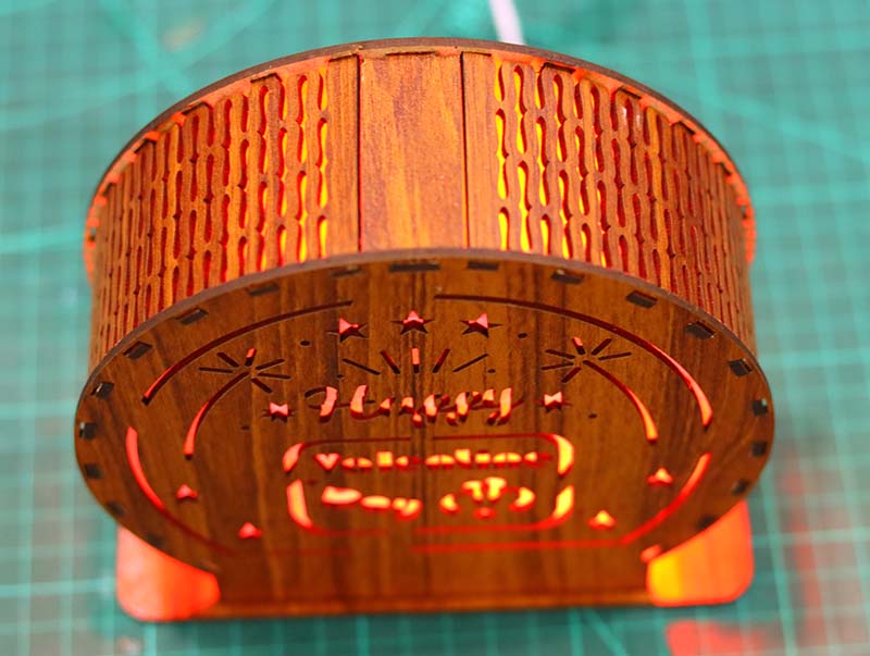 Laser Cut Happy Valentines Day Decorative Wooden LED Lamp Design