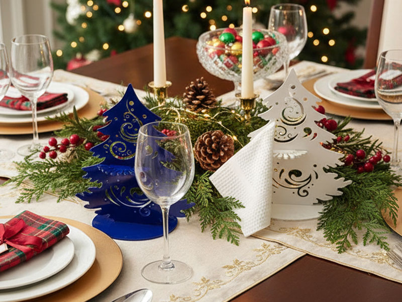 Laser Cut Christmas Tree Napkin Holder for Table Decoration