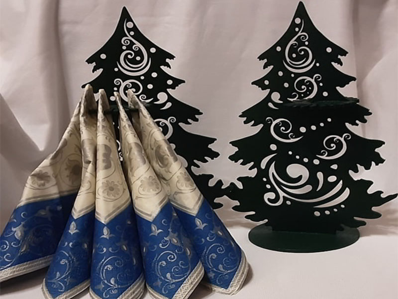 Laser Cut Wooden Christmas Decorative Tree Napkin Holder