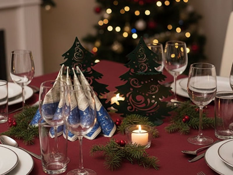 Laser Cut Wooden Christmas Decorative Tree Napkin Holder