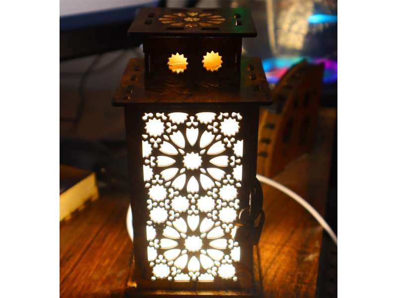 Laser Cut Wooden Lantern Style Lamp Design