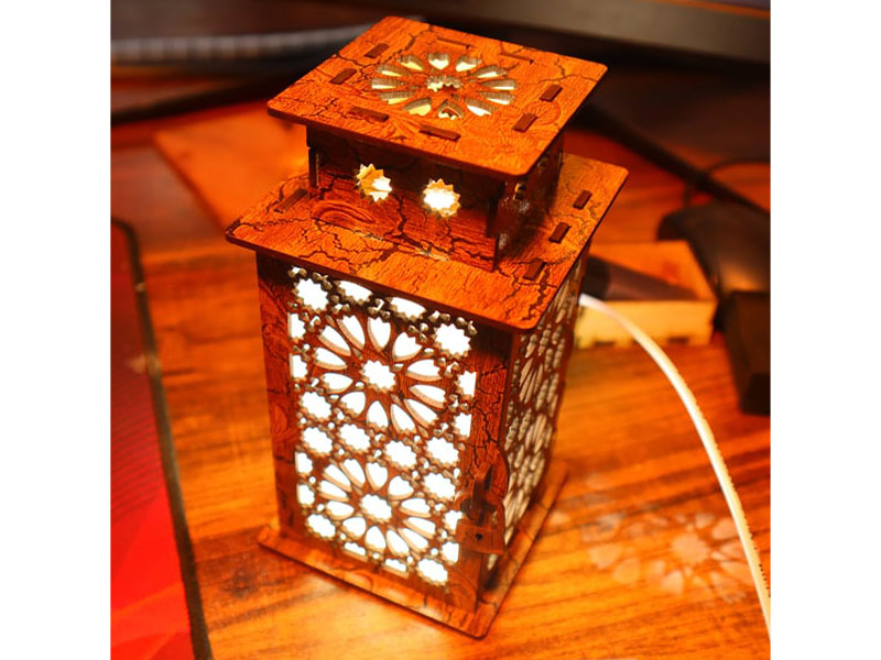 Laser Cut Wooden Lantern Style Lamp Design