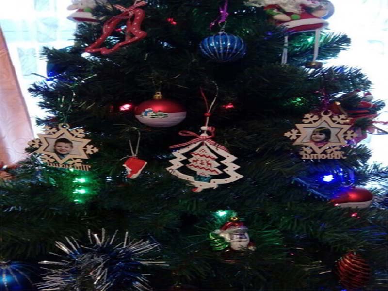 Laser Cut Decorated Christmas Wooden Ornaments Set
