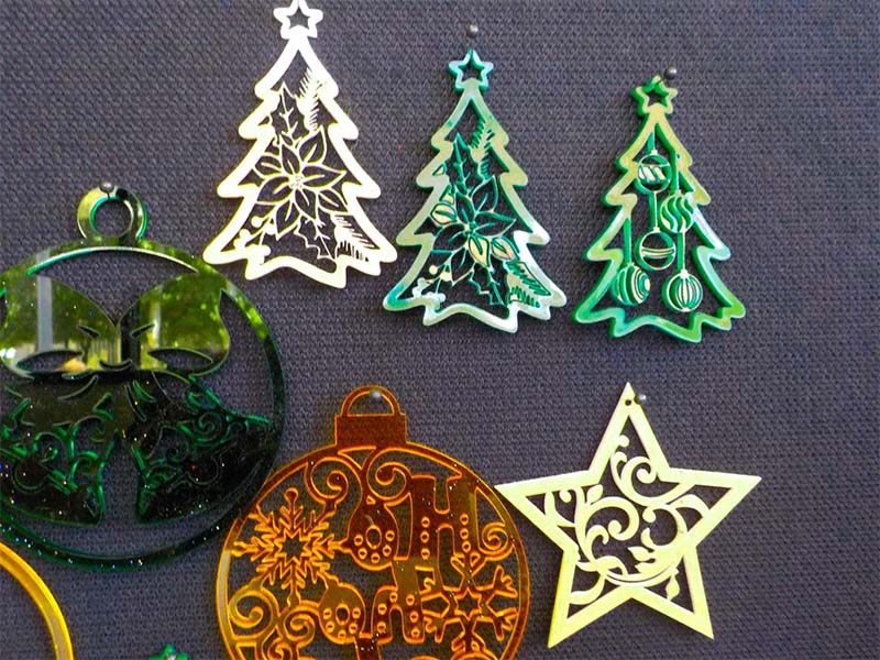 Laser Cut Christmas Tree and Ball Acrylic Ornament for Decoration
