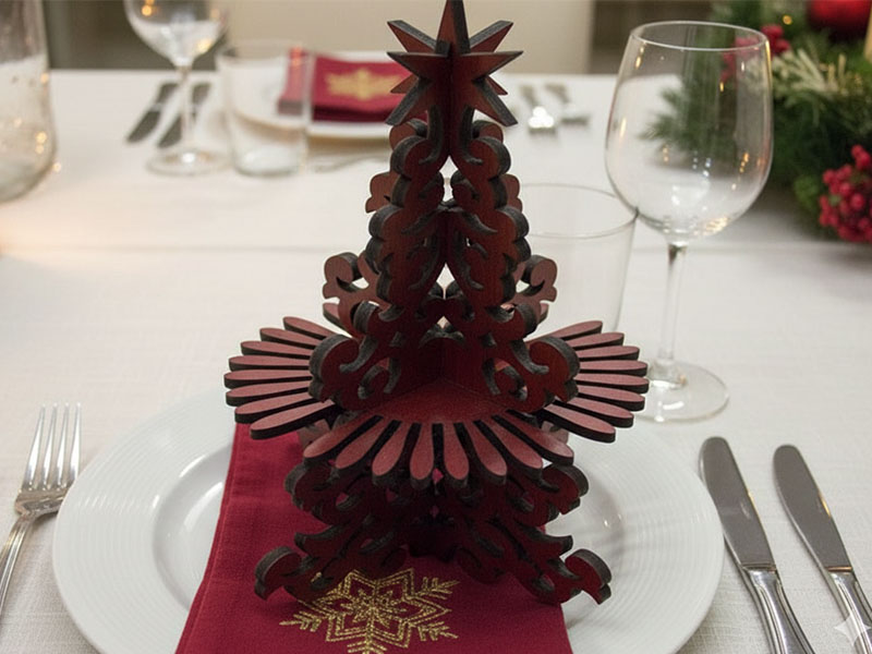 Laser Cut Wooden Christmas Tree Decorative Napkin Holder