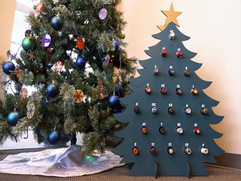 Laser Cut Christmas Tree Bottle Holder Stand for Decor