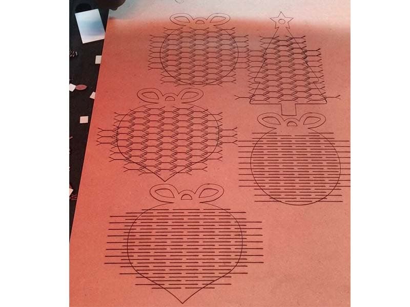 Laser Cut Living Hinges Flexible Christmas Tree Ornaments Template