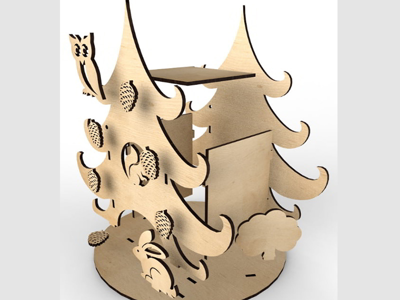 Laser Cut Wooden Christmas Shape Tea Bag Storage