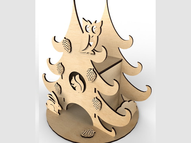 Laser Cut Wooden Christmas Shape Tea Bag Storage