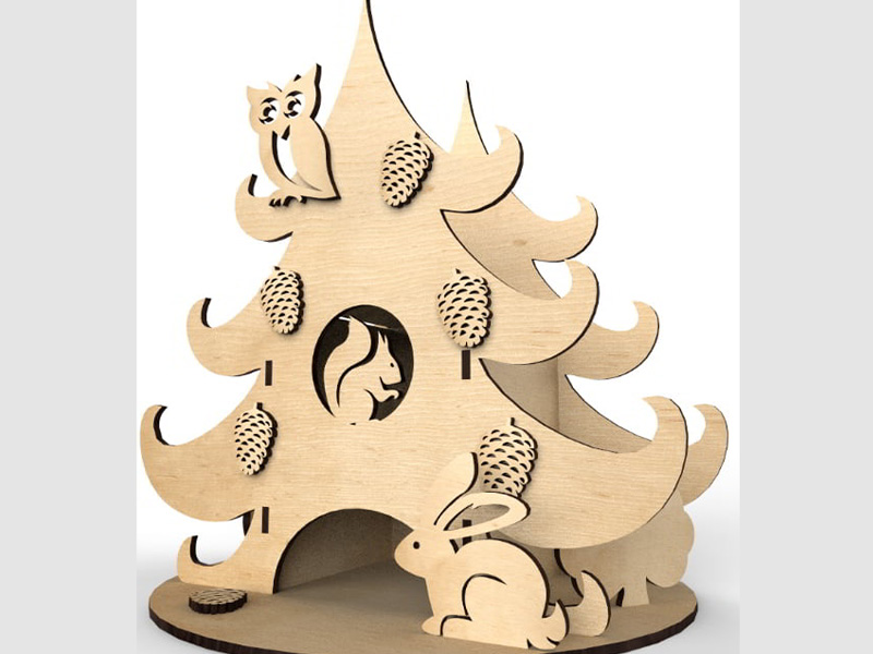 Laser Cut Wooden Christmas Shape Tea Bag Storage