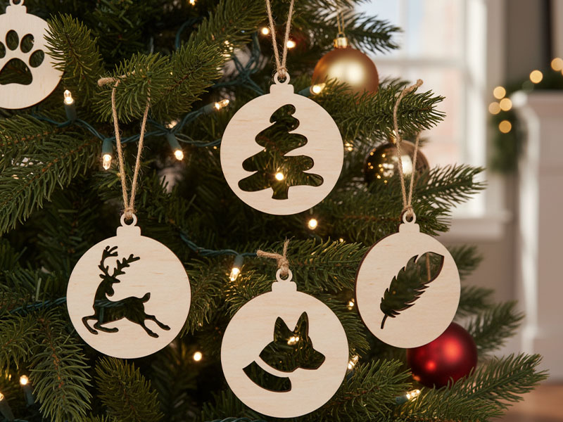 Laser Cut Christmas Tree Ornament Wooden Pendant
