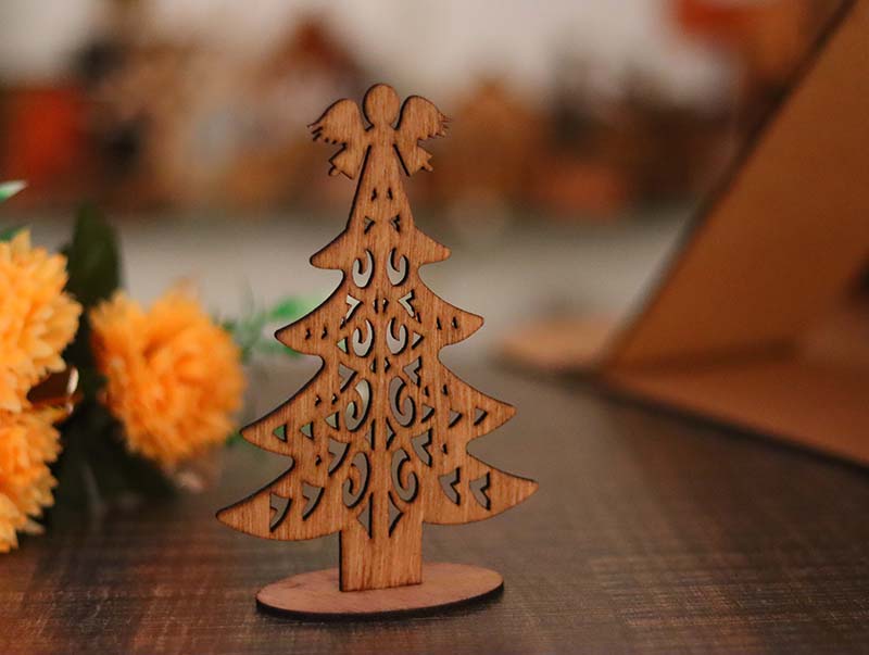 Laser Cut Wooden Christmas Tree Ornament for Decoration