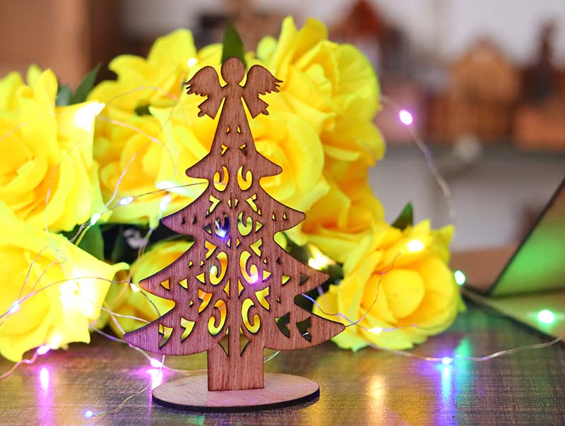 Laser Cut Wooden Christmas Tree Ornament for Decoration